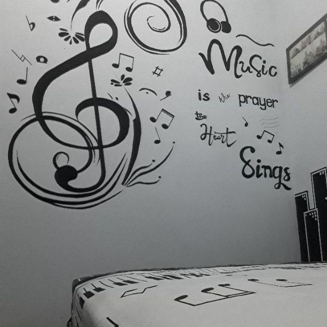 Sprei Motif Piano Motif Musik Katun Lokal Uk King Queen & Single