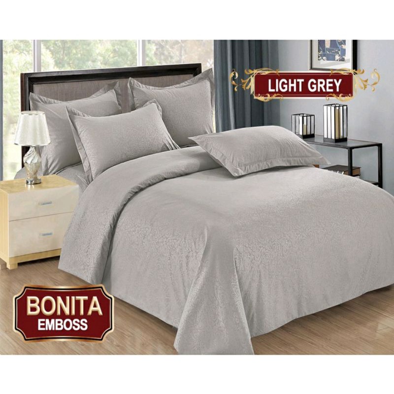 Sprei bonita elegant polos embos no 1 uk 180x200 Warna light grey