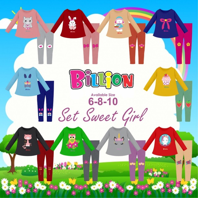 Setelan Anak Billion Stelan Anak Tunik Legging Junior Set Sweet Girl billion kidswear 5-11 tahun