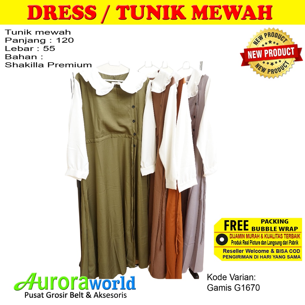 Auroraworld Gamis / Dress /  Baju GamisWanita Dewasa Muslimah Model Terbaru