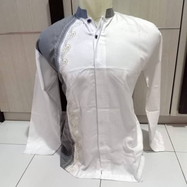 BAJU KOKO PRIA LENGAN PANJANG PUTIH KOMBINASI DAN WARNA KOMBINASI