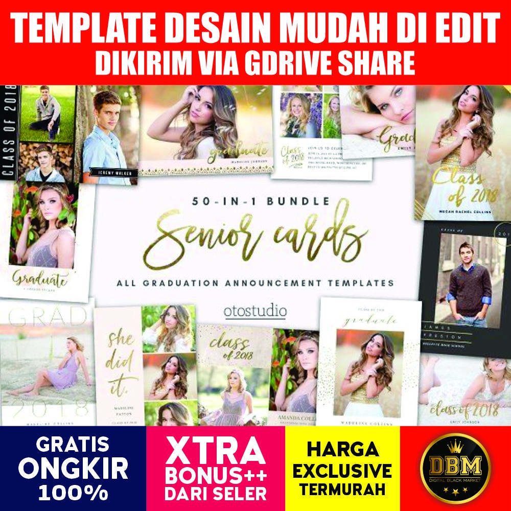 50 In 1 Senior Cards Bundle - Photoshop