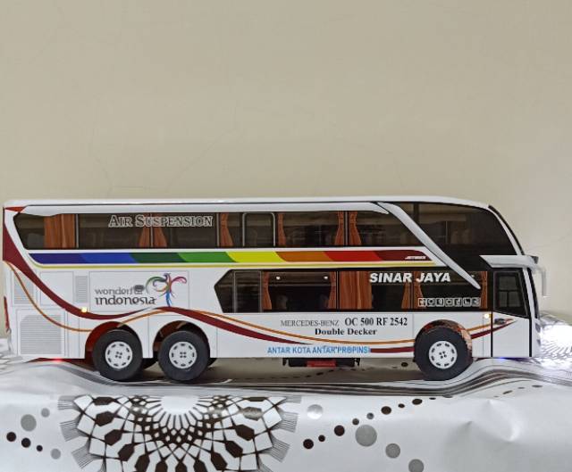 miniatur Bus bis /mainan bus bis Sinar jaya double decker + Lampu