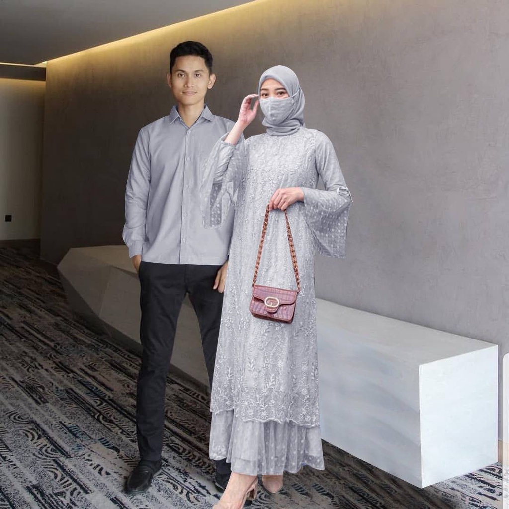 CP GELA / Couple Gamis brukat tile Mx gela / set pakaian couple muslim lebaran 2022 / KAPEL KONDANGAN TERBARU