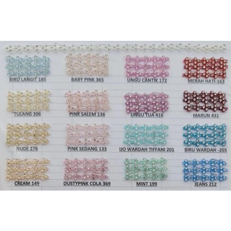 DIAMOND RHINESTONE KRISTAL CK MATA SEMUT / 3 MATA WARNA WARNI PER METER