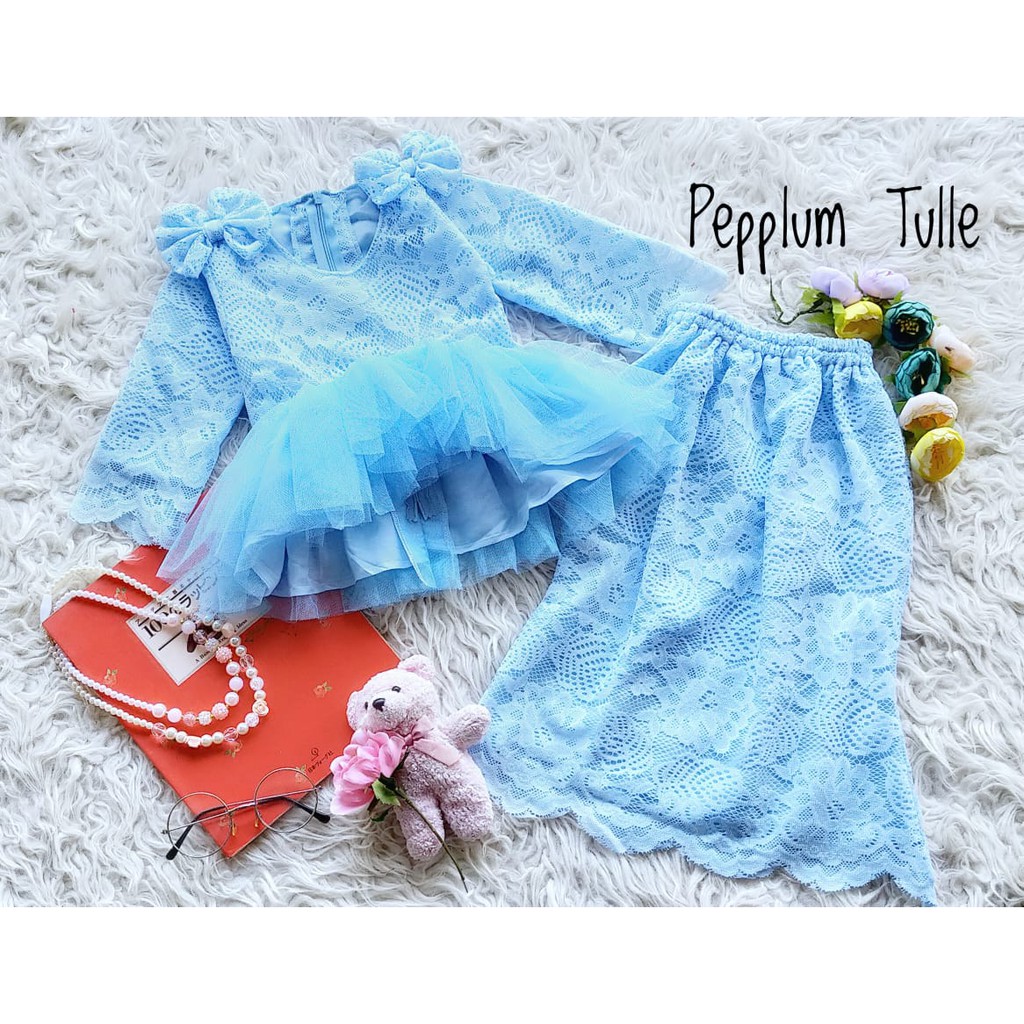 Baju Anak Kebaya Pepplum Tulle Bahan Brokat