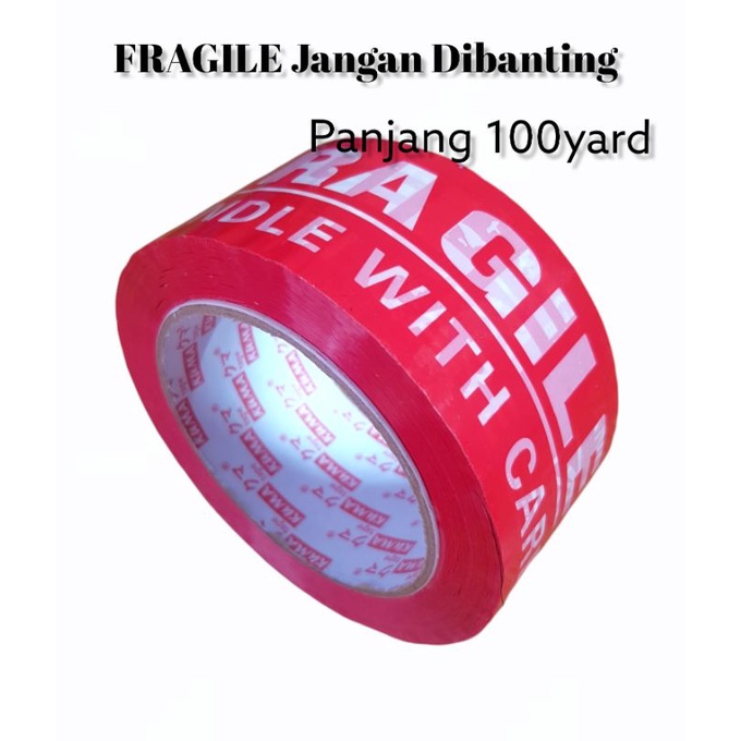 

Lakban/isolasi FRAGILE Jangan Dibanting 100yard