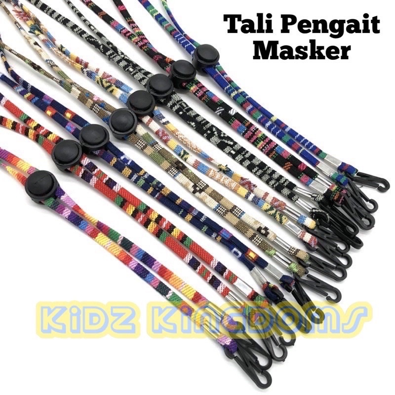 Tali Pengait Gantungan Masker Warna - Lanyard Masker Strap String Tenun