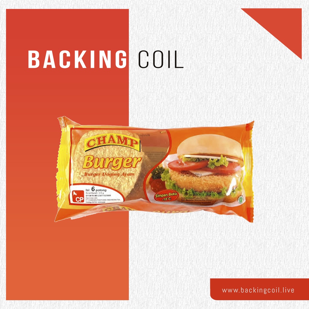

Cahmp Burger 500 gram (isi 6 pcs) CHAMP CHICKEN BURGER BURGER AYAM FROZEN FOOD (Khusus - Gojek Bali)