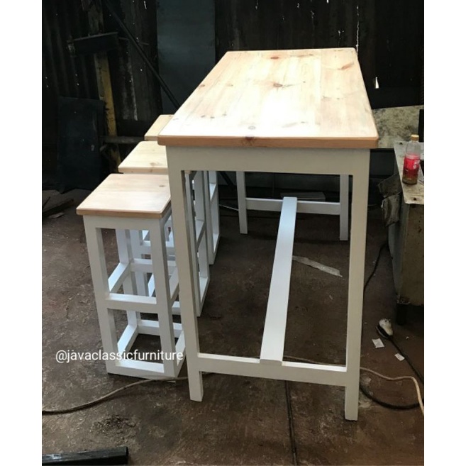 KURSI BAR,MEJA CAFE,KITCHEN SET,BANGKU RETRO,MEJA MAKAN MINIMALIS BAHAN KAYU MAHONI-2