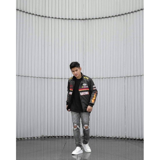 Jaket Nascar Slvhx Racing Team Jaket Salvio Hexia Jaket Parasut Salviohexia Jaket Pria Gray Black