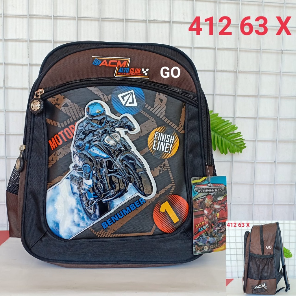 gos TAS RANSEL ALTO ANAK Karakter MOTORCYCLE Tas Sekolah Anak Laki Laki