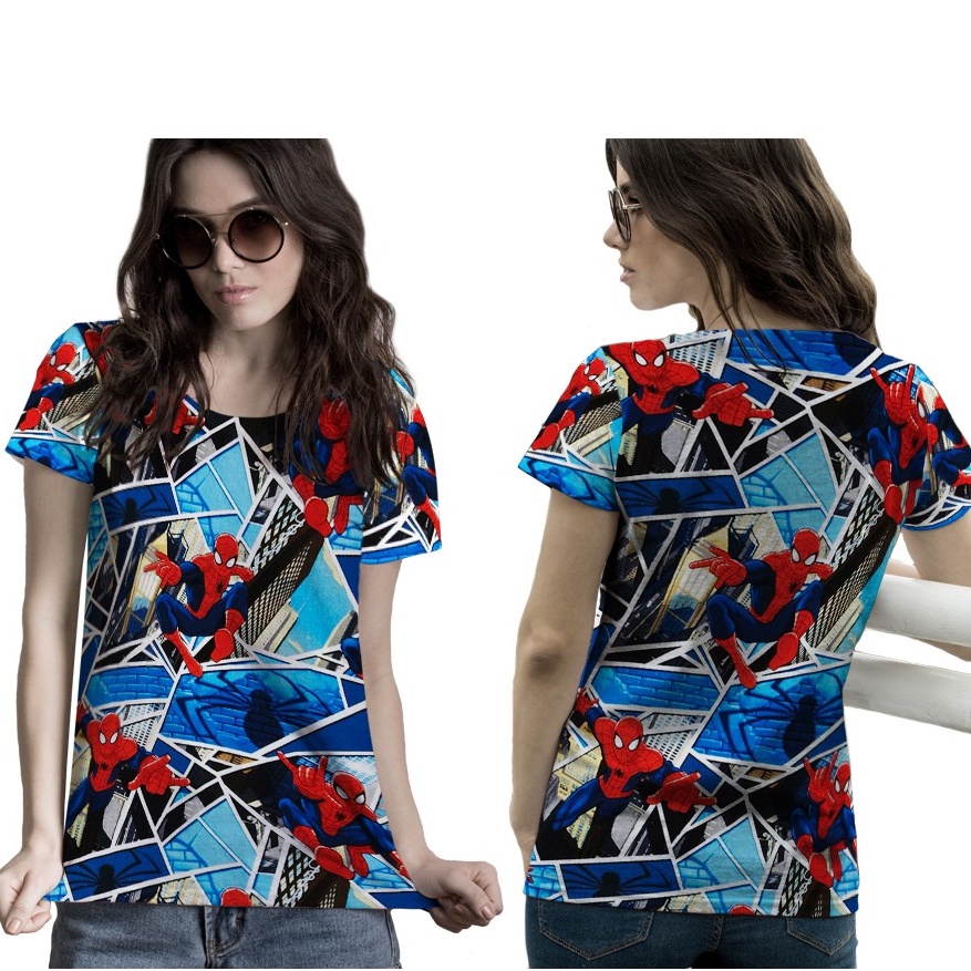 SPIDERMAN Baju Perempuan Dewasa Tangan Panjang Fullprint