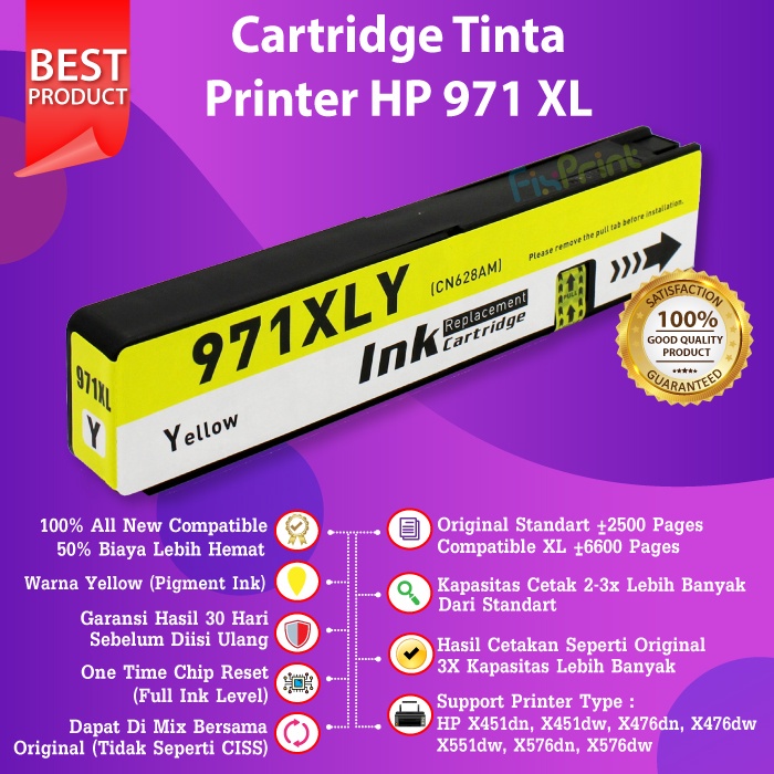 Cartridge Tinta HP 970 971 XL 970XL 971XL Compatible X451dn X476dw 576