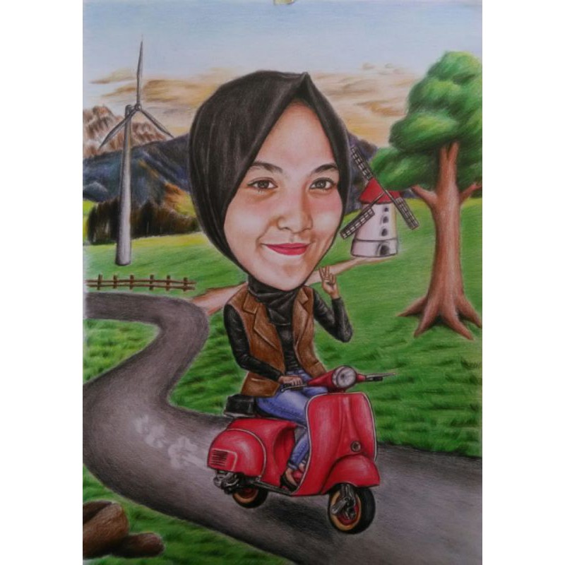 

karikatur naik vespa