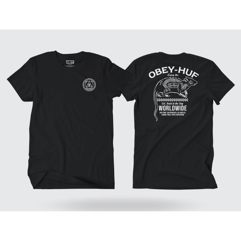 BAJU KAOS SKATE PRIA OBEY x HUF BEST SELLER TERMURAH