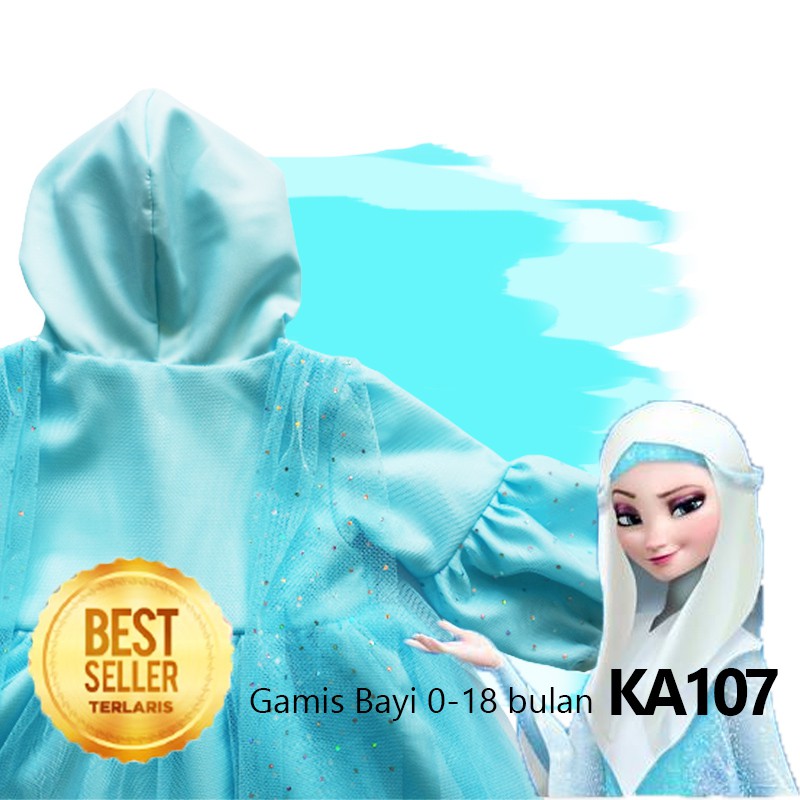 Gaun Dress Baju Elsa Frozen Bayi Balita 0- 18 bulan Disney Princess GRATIS PITA KA107