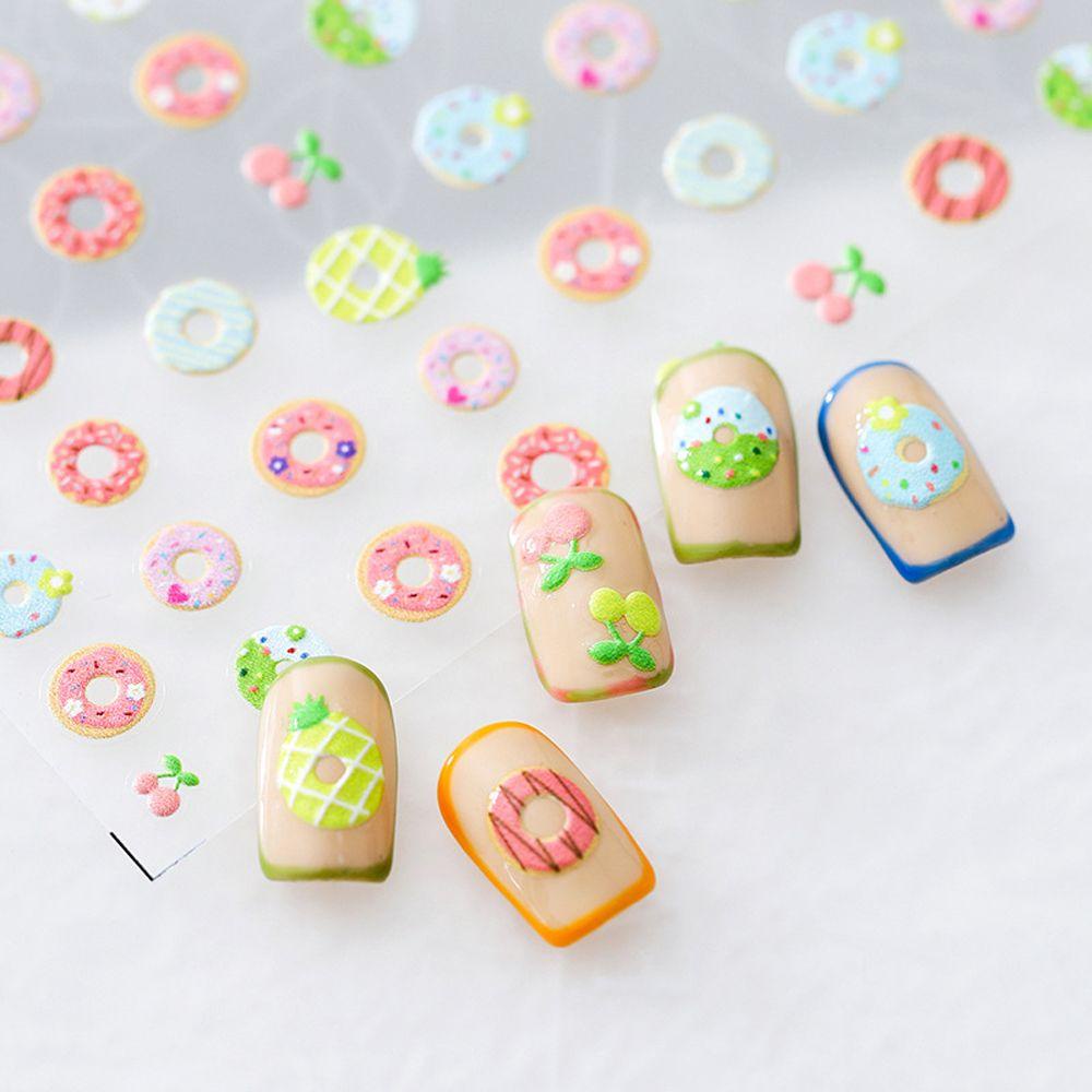 Mxbeauty Kartun Stiker Kuku Cherry Bintang Spaceman Pelangi Roket Perekat Diri DIY Nail Art Dekorasi