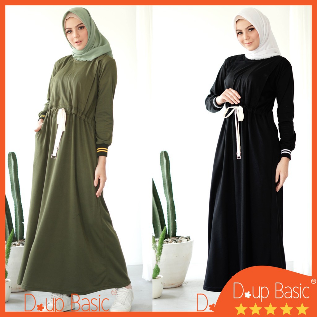 DUPBASIC GAMIS KAOS ABANA - Gamis Syari Polos Gamis Syari Terbaru Gamis Hitam Gamis Army Gamis Kaos