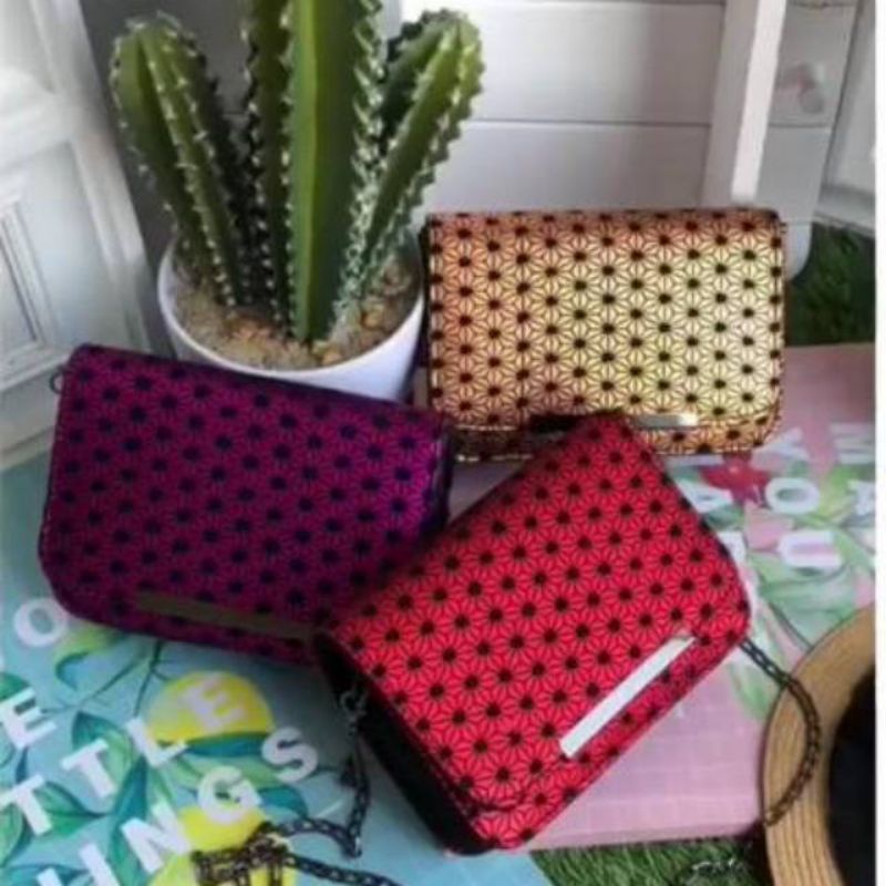 Tas Selempang Wanita Sling Bag Motif Herringbone Rantai