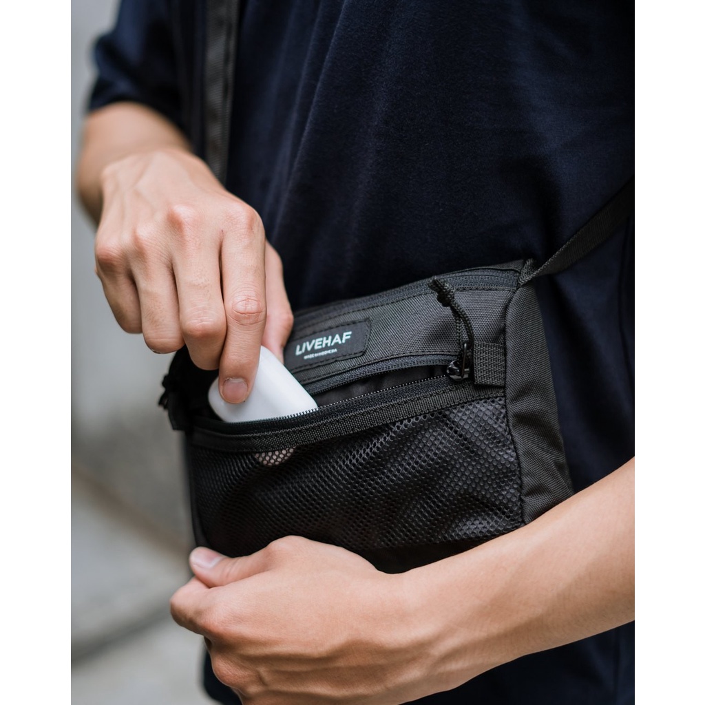 Livehaf - Net Front Sling Bag Black