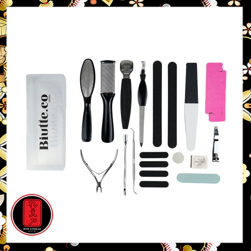 Alat Perawatan Kaki Manicure Pedicure Profesional Foot Care Scraper Set 20 in 1 - GR5663 - Black