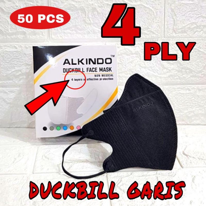 Masker duckbill alkindo duckbill mouson 4ply tebal 50pcs original