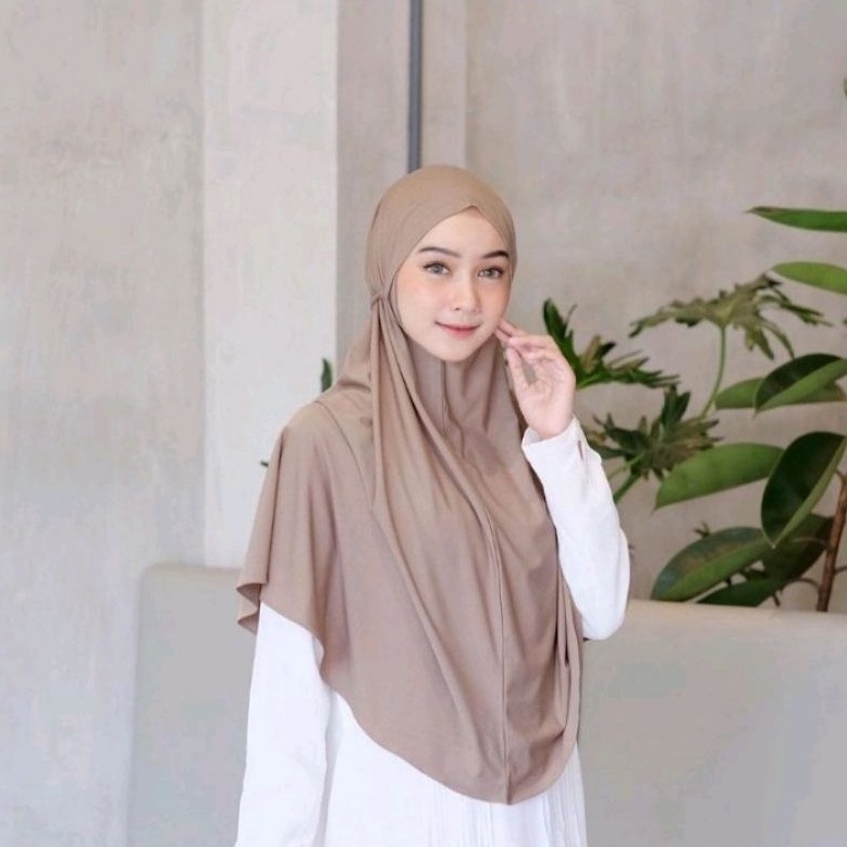 Hijab Bergo Instan Jersey Tali  Size L