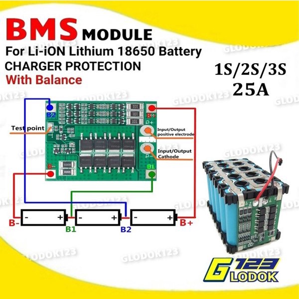 BMS 1S 2S 3S 25A Lithium Battery Balanced Charger Protection 18650