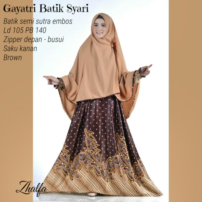 Original  Gamis Jumbo Gayatri Batik Syari Original Zhalfa Set Khimar