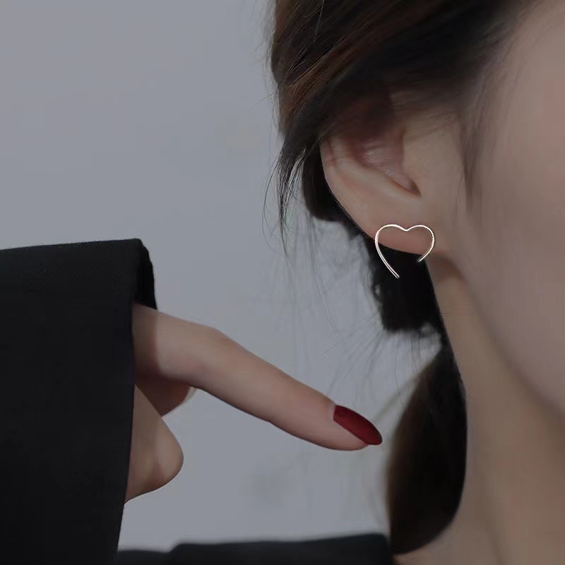 Anting S925 Silver Bentuk Hati Gaya Korea Untuk Wanita