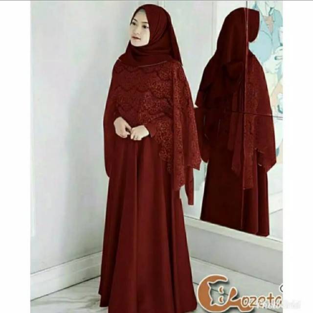 Baju Muslim Wanuta . Dress brukat alisa maroon terusan pesta new wanita cantik