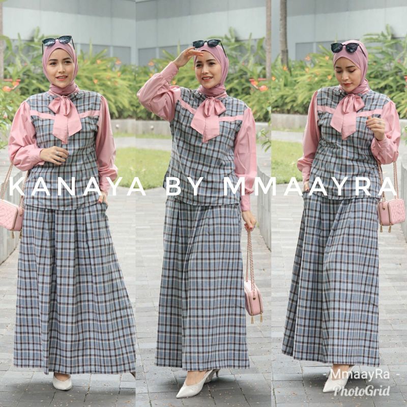 kanaya by mmaayra setelan rok atasan katun flanel baju kerja baju hangout ootd hijab kantor kuliah s