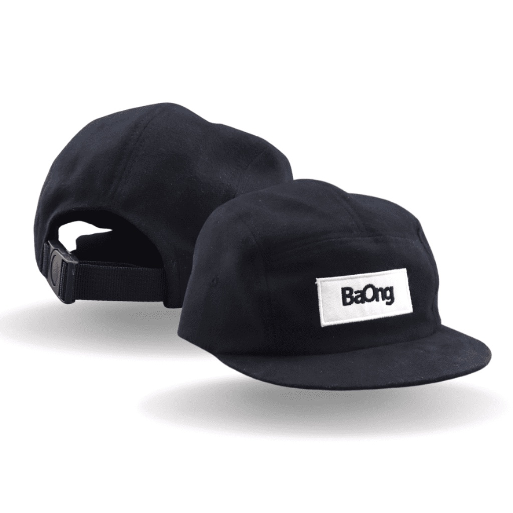 Camper HAT Black Topi 5 panel Distro BaOng Pria Hitam