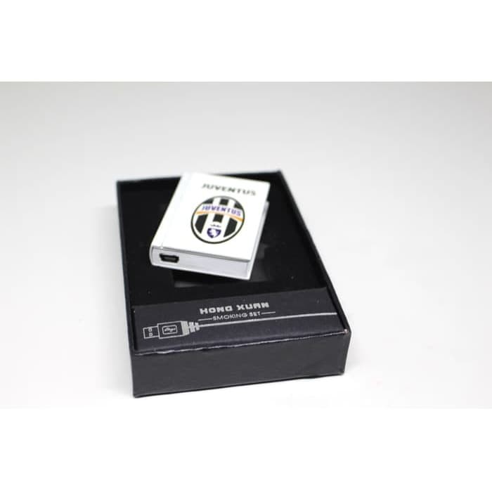 New Item! KOREK API USB JUVENTUS 2133-12 CAS ELEKTRIK CHARGER LIGHTER Baru!