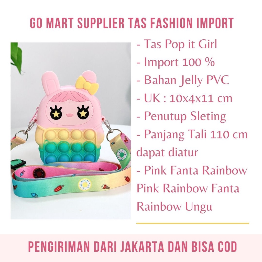 Tas Pop it Anak Lucu Import - Tas Selempang Anak Karakter Rabbit Girls - Tas Pop It Terbaru Import - Tas Anak Lucu Pop It Fidget Toys [JL14]