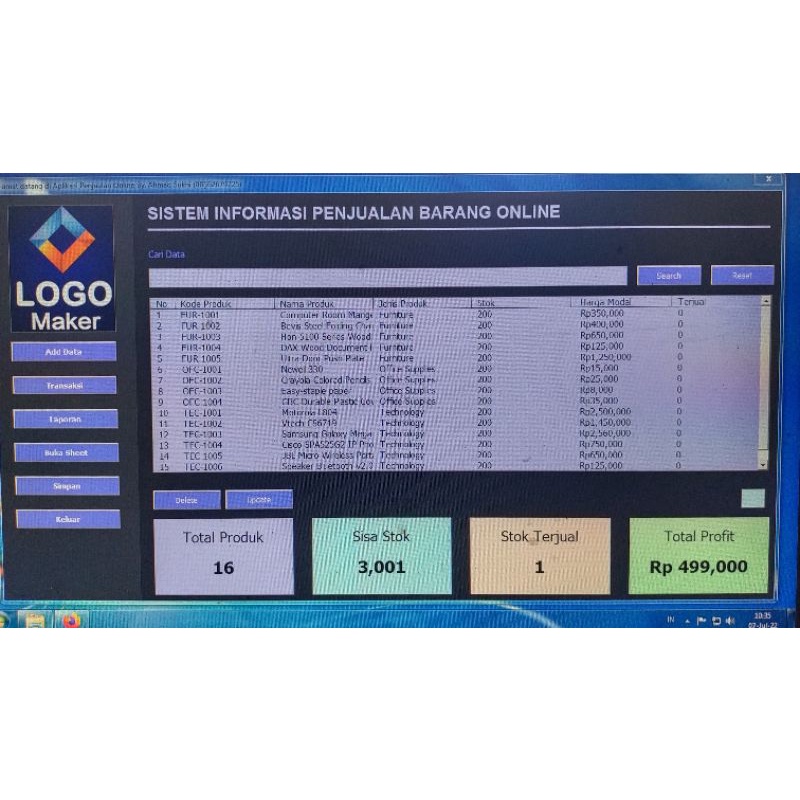 Aplikasi Penjualan Olshop ExcelVba