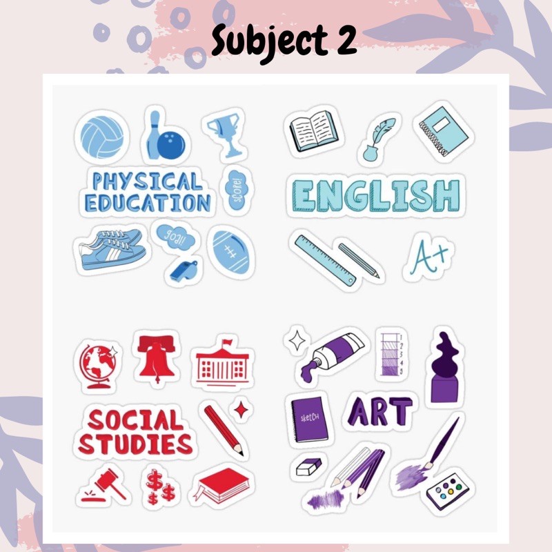 (TIDAK BISA CUSTOM) Sticker School Subject / Stiker mata pelajaran aesthetic