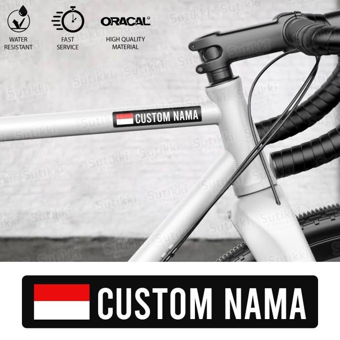 

Custom Cutting Sticker Nama Bendera Indonesia Frame Sepeda Stiker sukik90 Juara