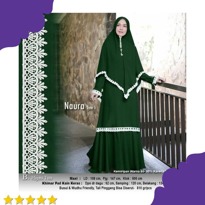 GAMIS SYARI NAURA HIJAU TUA
