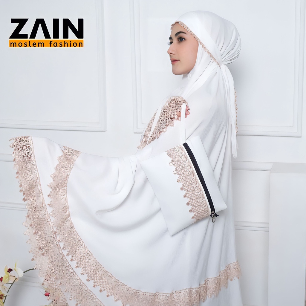 ZAIN MOSLEM FASHION Mukena Dewasa Anggun 3in1 Crinkle Premium Mewah Jumbo Travel