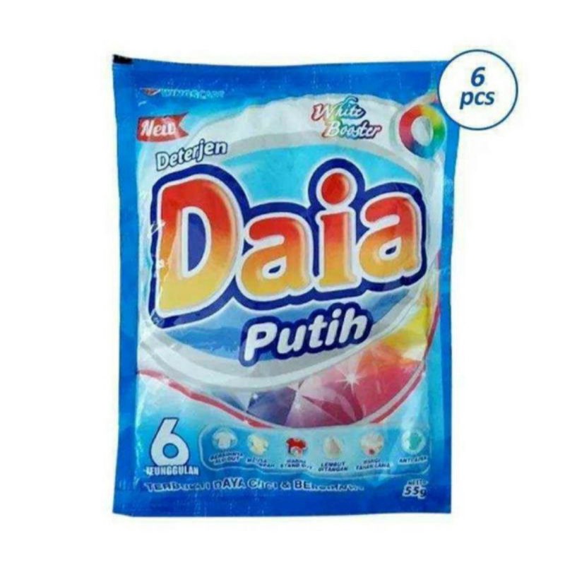 daia detergent putih 53 gr putih renceng isi 6