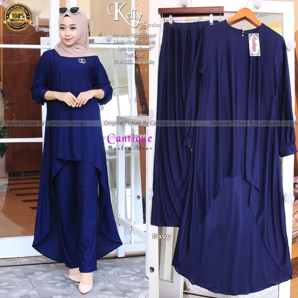 Set wanita jumbo LD 108 melar 118 setelan tunik polos mat jersey falencia one set big size lengan panjang Ori Srikandi | Kelly Asyifa Yumia Syakilla Whiteney-Kelly navy