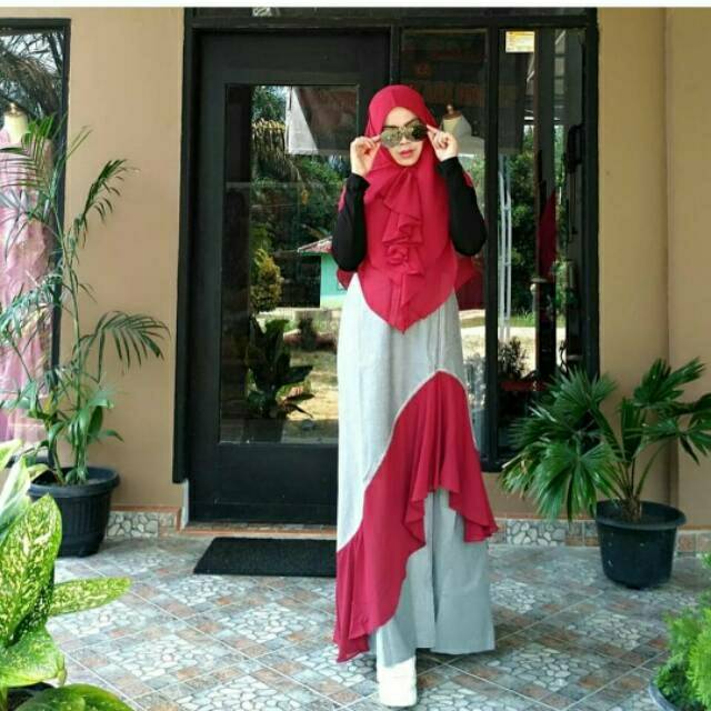 Gamis azqia set ik 3 warna