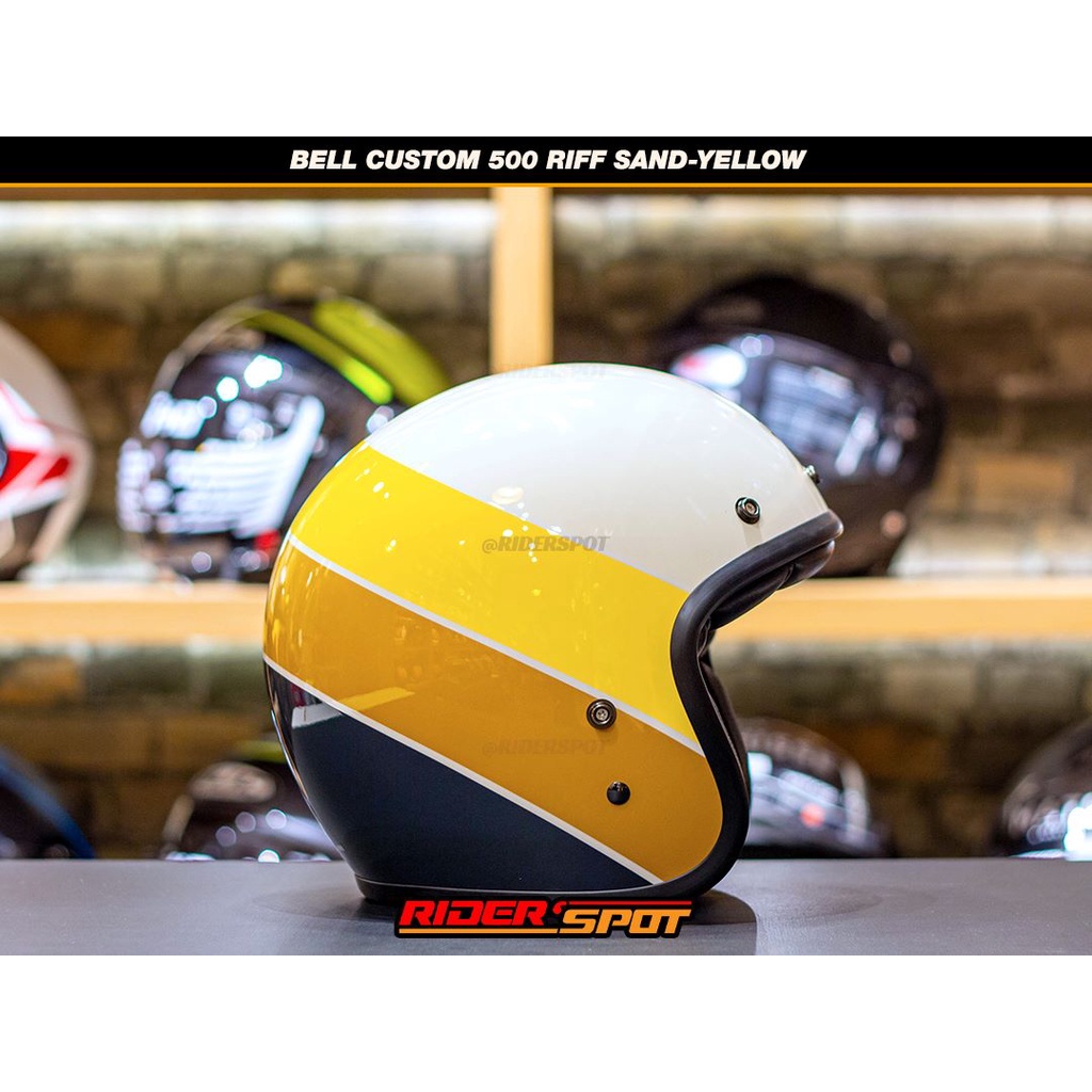 Helm Motor Bell Custom 500 Riff Sand Yellow Helmet Retro Classic Original