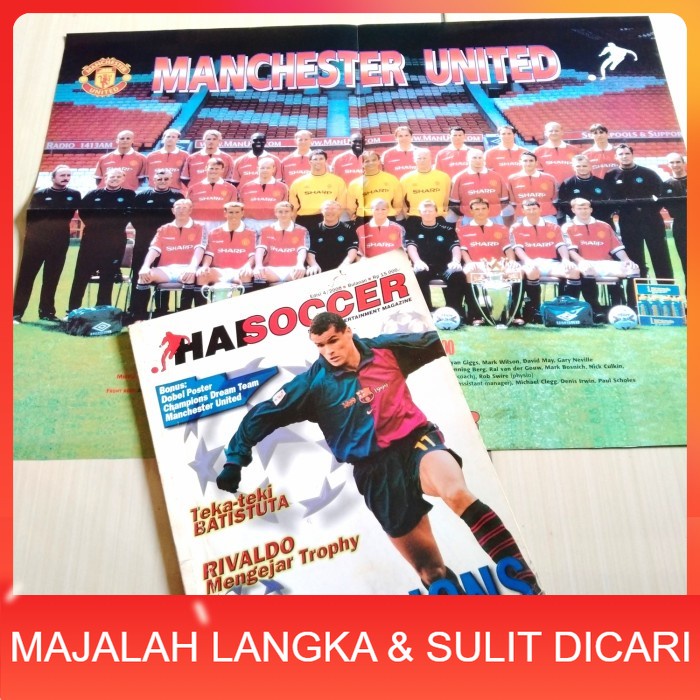 Majalah HAI SOCCER No.4 Th.2000 RIVALDO LEAGUE 2000 CHAMPIONS + POSTER Langka