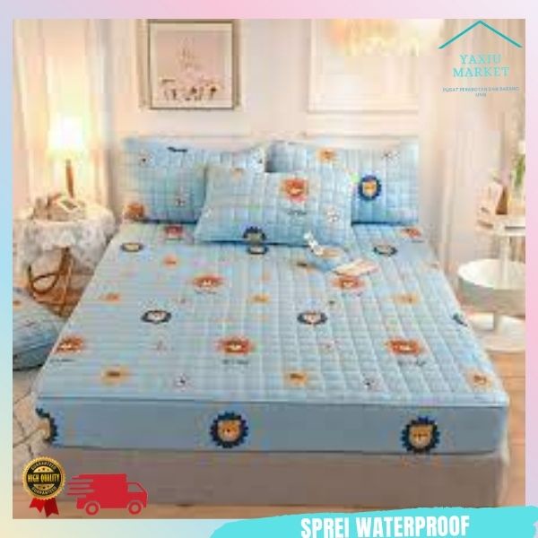 Sprei Waterproof / Sprei Protector bermotif / Sprei anti air ukuran 180x200CM SPREI WATERPROOF-BIRU