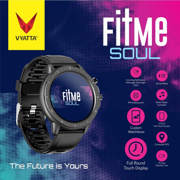 VYATTA Fitme Soul Smartwatch - Custom Watch Face, Full Touch, Metal
