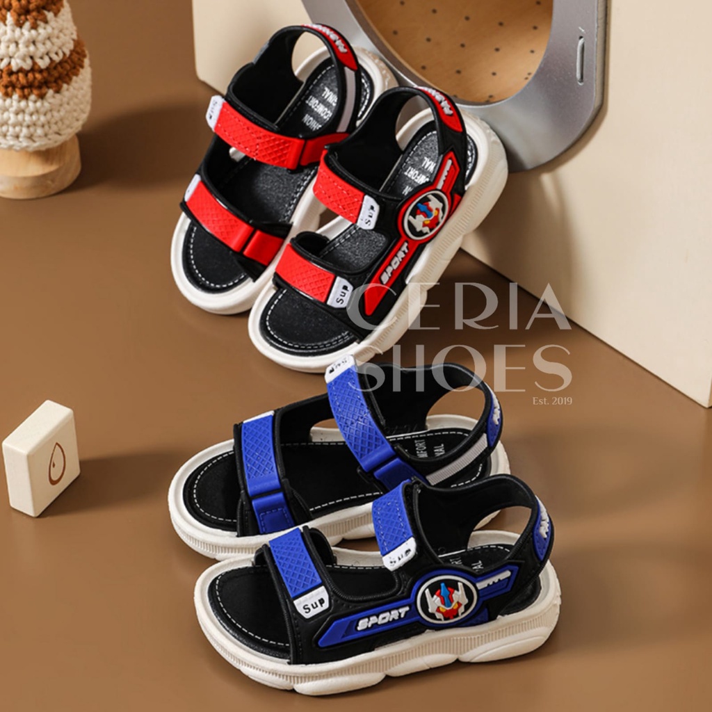 COD Sandal Gunung Anak 21-30 Sport Laki Laki Import Bahan Karet Empuk Elastis Anti Slip Sol Motif GUNDAM Baby Size