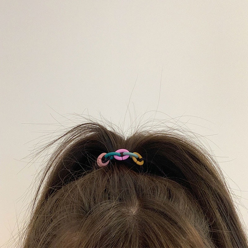 CHAIN ELASTIC CUTE COLORFUL HAIR TIE BAND IKAT KARET RAMBUT ELASTIS ANAK WANITA WARNA HAIRTIES COLOR AKSESORIS HAIR ACCESSORIES TIES